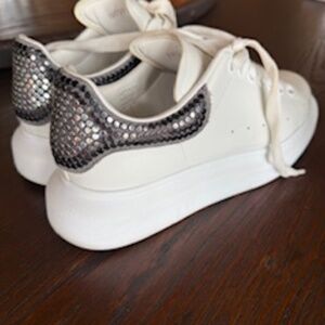 Alexander McQueen oversized sneakers - white with black crystal on heel